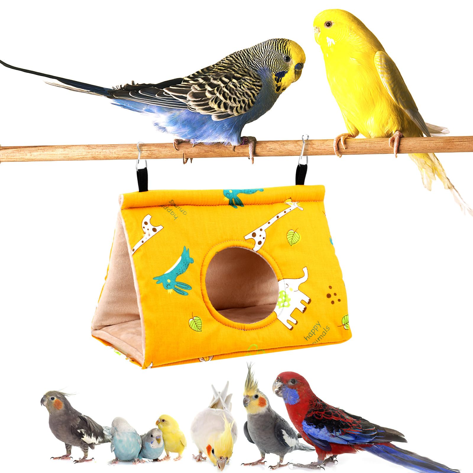 BETOOKY Nidos de Pájaros para Periquitos y Cacatúas, Casa Colgante Cálida de Forro Polar y Algodón, Instalación Colgante para Descanso y Juego de 2 Unidades