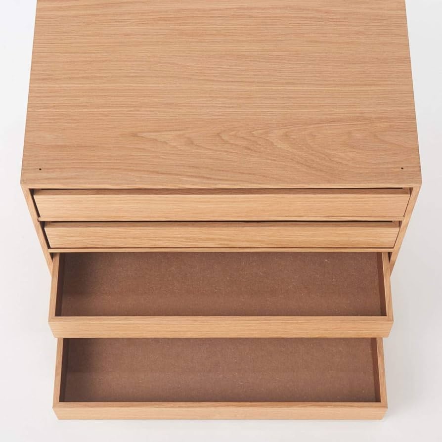 無印良品 木製収納ケース・引出式・4段・ワイド・オーク材 Amazon｜無印良品 木製収納ケース・引出式・4段・ワイド・オーク材 約