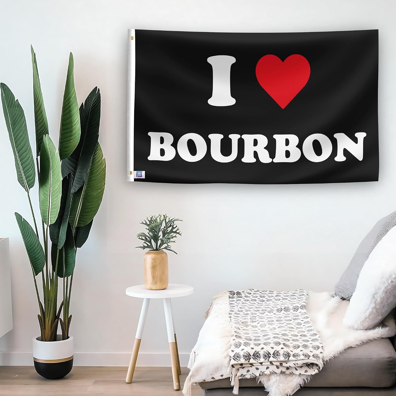 I Love Bourbon I Heart Flag - 3x5 ft High-Durability Polyester Fade-Resistant, Weatherproof Outdoor/Indoor Banner image 3