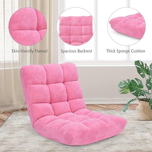 Miniatura 5 de GOFLAME Silla de suelo plegable de 14 posiciones, sillón acolchado para juegos con respaldo ajustable, sillón reclinable, cama para leer, jugar,