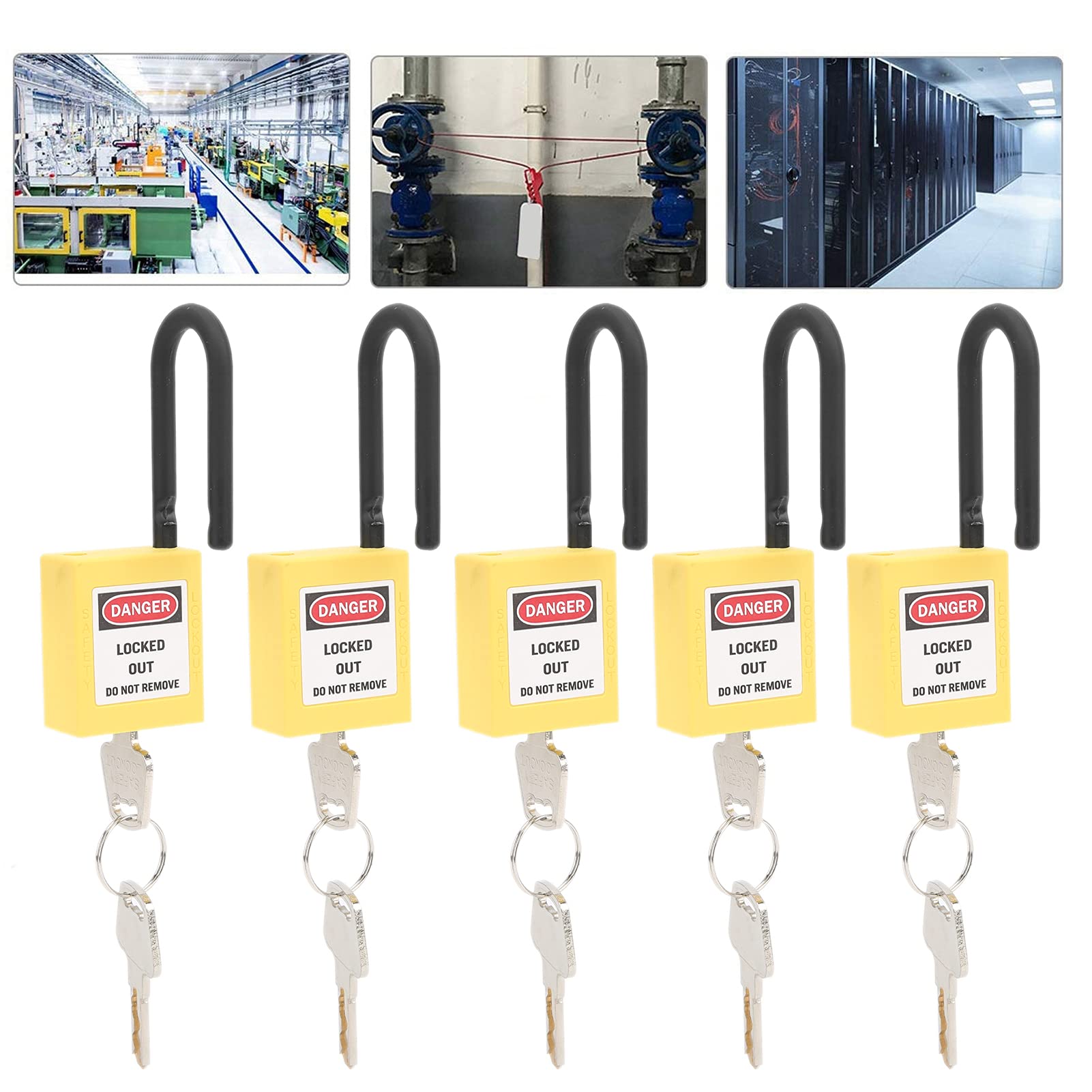 5 zestawów zamków błyskawicznych, blokada zamka zamka zamka 38 mm bezpieczeństwo nylon (YELLOW)