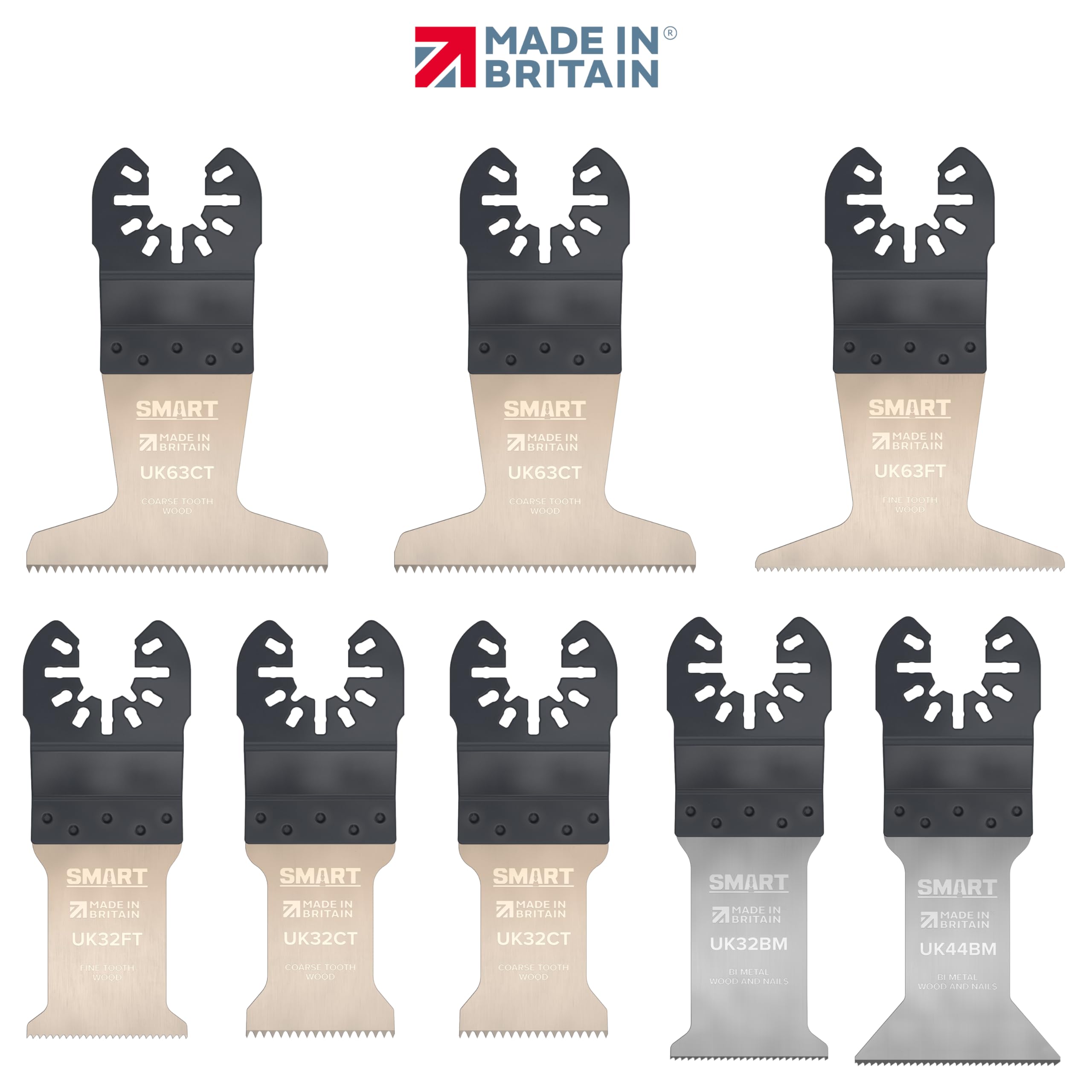 SMART 'Made in Britain' Professional Series 8 Piece Multi Tool Blade Set, 8 x High-Quality Multi Tool Blades - Image 2