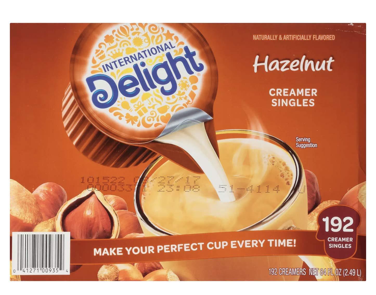 Hazelnut Coffee Creamer Singles by International Delight – 144 Fl Oz (Pack of 1), Model ITD101522