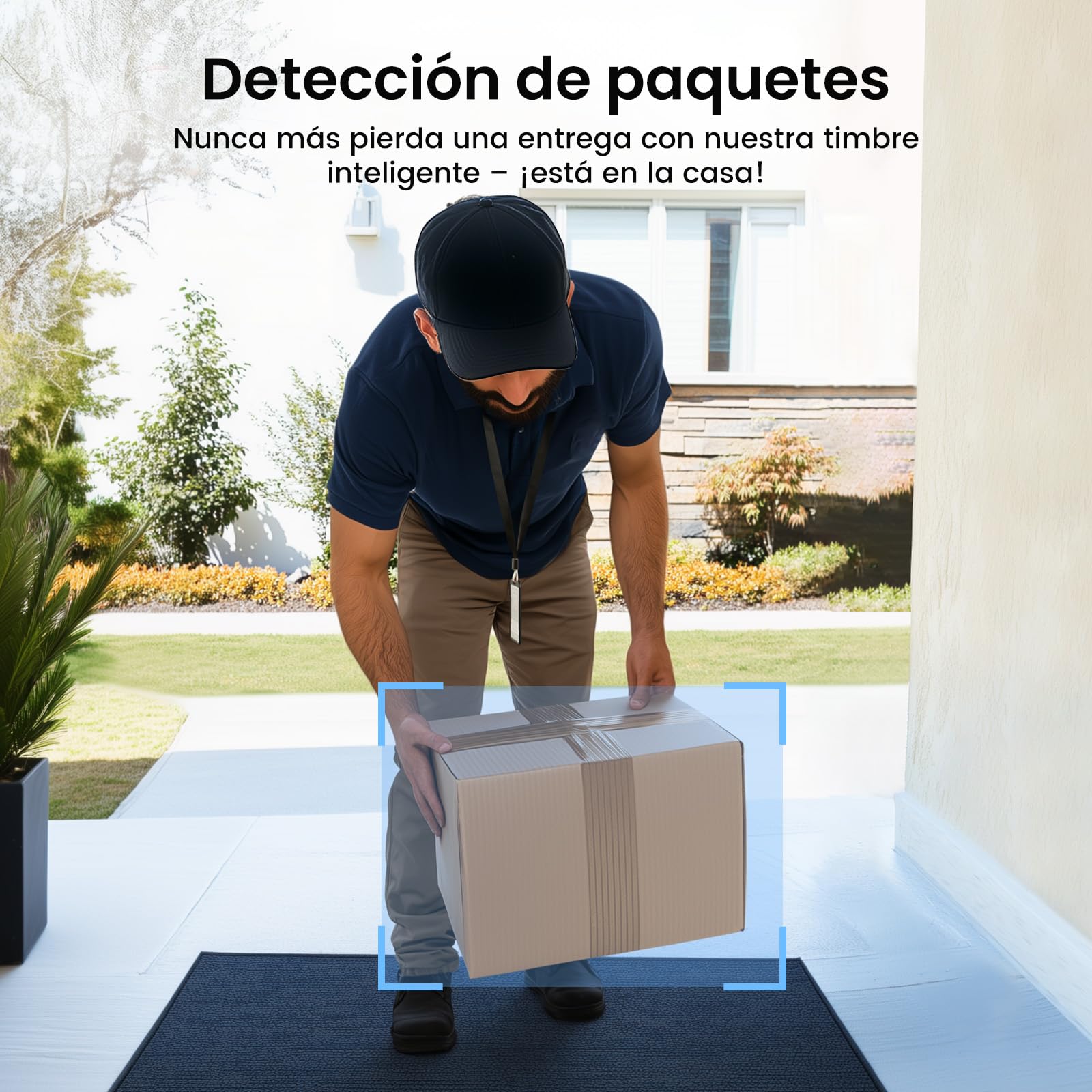 aosu Timbre Inalámbrico con Cámara 2K, Videoportero Exterior Impermeable IP65, Detección Humana y de Paquetes PIR, Audio Bidireccional, Visión Nocturna, Compatible con Alexa (2.4G WiFi)