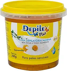 Cera Depilatória Depilação Camomila Depile Plus, Hidrossolúvel, Para Peles Sensíveis, 290g
