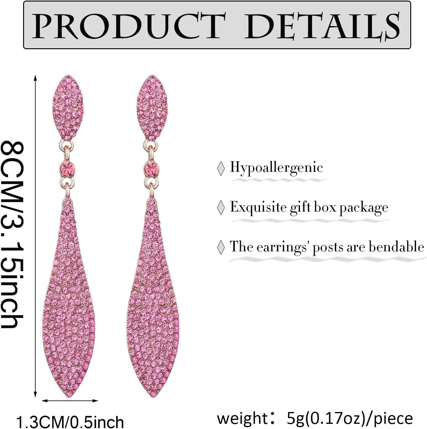 Rhinestone Statement Earrings Double Waterdrop Earrings Cluster Crystal Drop Dangle Earrings Prom Party Wedding Earrings for Women - Image 6