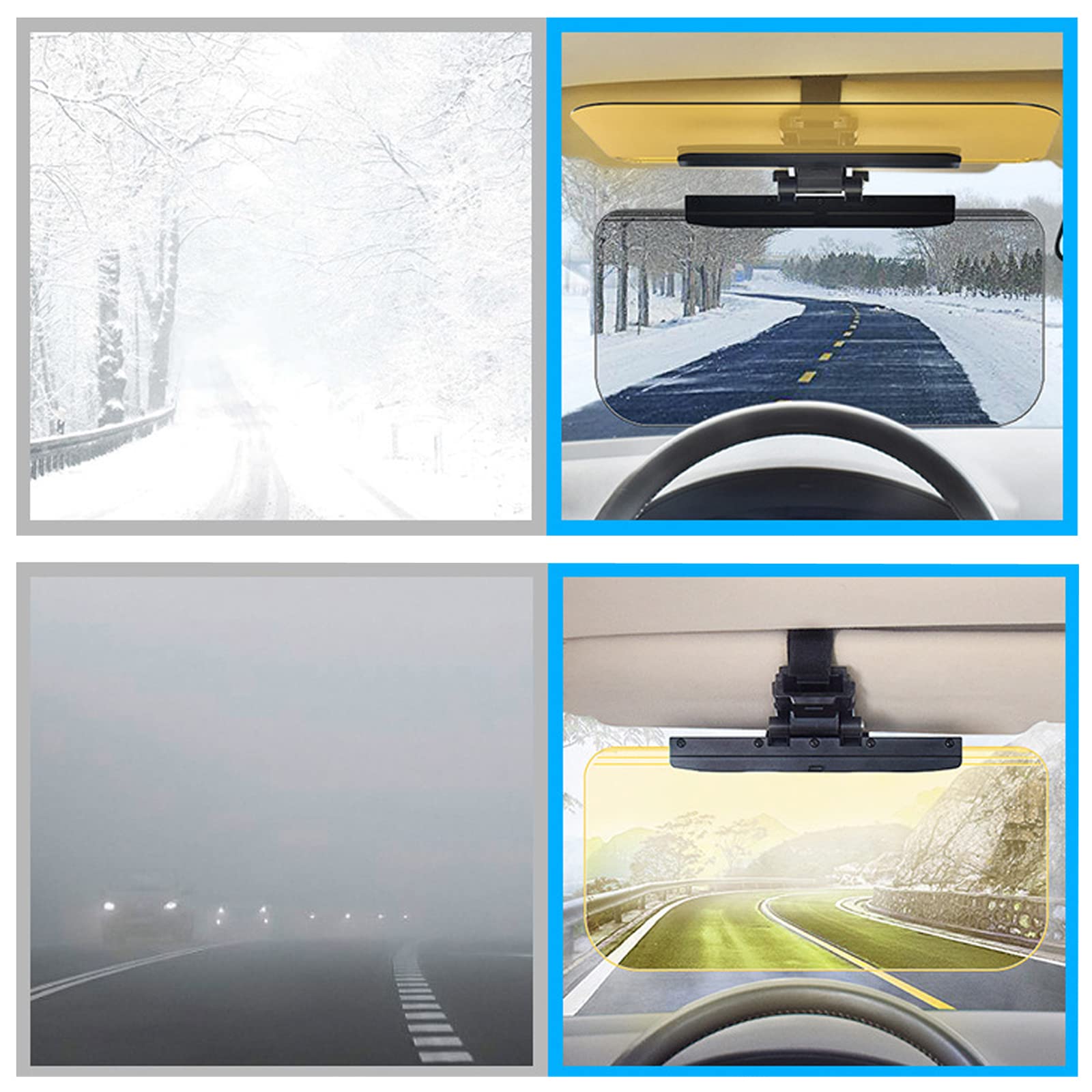Visiera per Auto Visiera Parasole Multifunzionale Regolabile Antiriflesso e per Cecità ai Raggi UV e Neve Parasole per una Guida Sicura di Giorno o di Notte, Tipo Universale per Auto