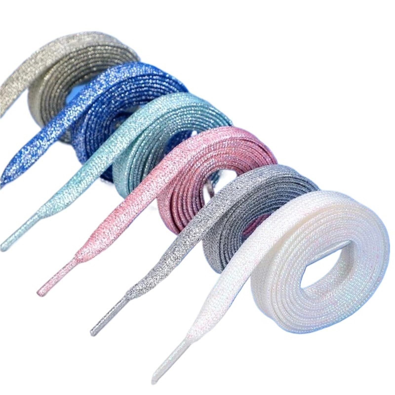5 Paar Glitzer-Schnürsenkel, bunte, flache Schnürsenkel for sportliche Laufschuhe, Turnschuhe, Stiefel Für Sneaker