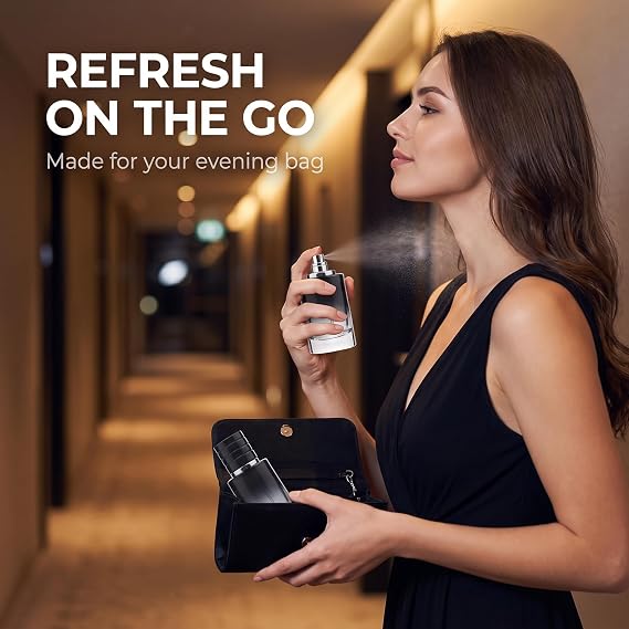 JJLFresheners 2Pcs Black Perfume Atomizer Portable High-Grade Glass Spray 30ml Refillable Small Bottle Travel Cosmetics Outdoor Dispensing Mini Spray Bottle,Refillable Containers, Spray Bottles
