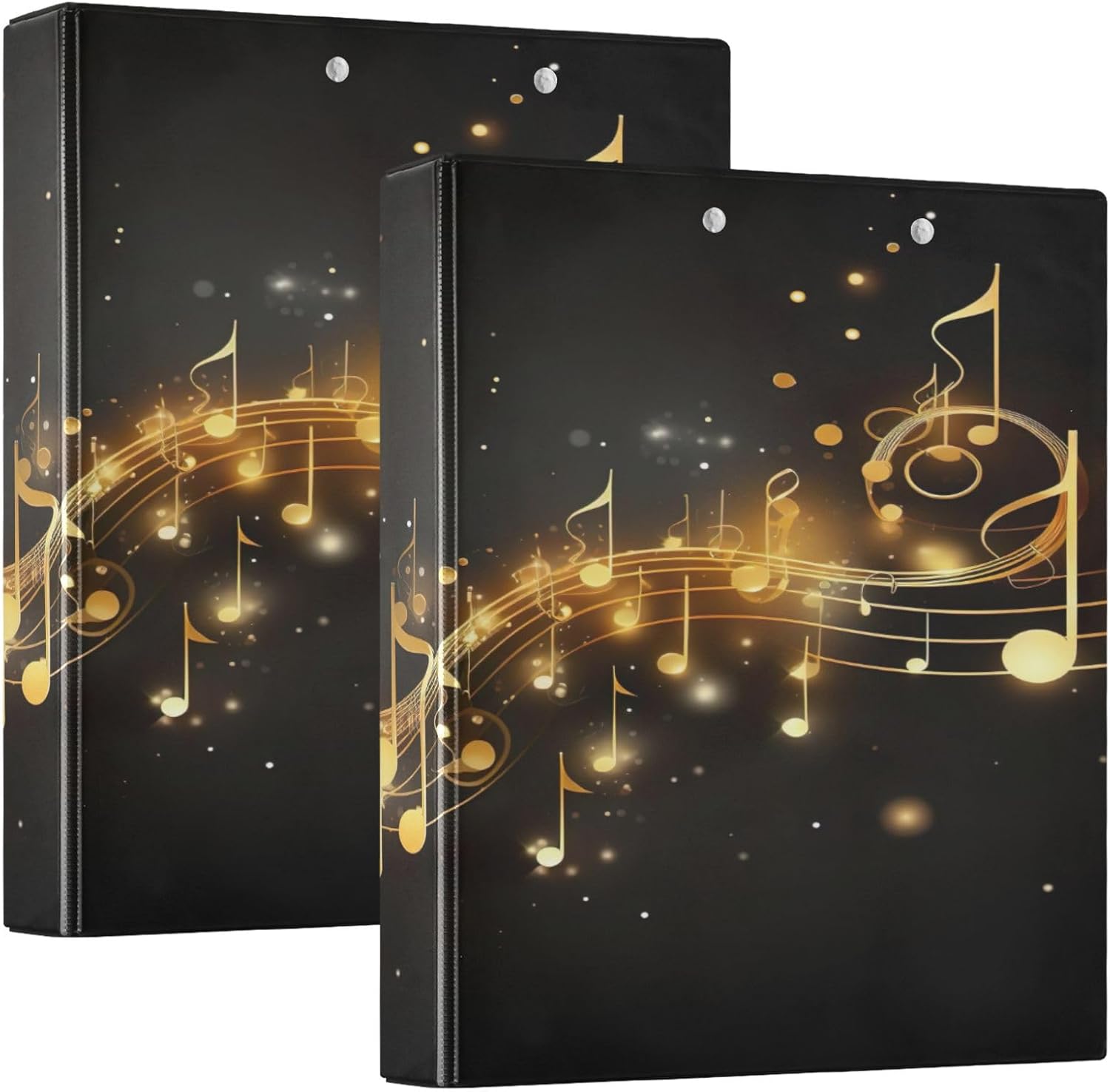 J JOYSAY Music Notes 1.5 Inch 3 Ring Binder with Clipboard Round Ring Binder Office Binder Supplies Holds 200 Sheets for Office Supplies School, 1 Pack