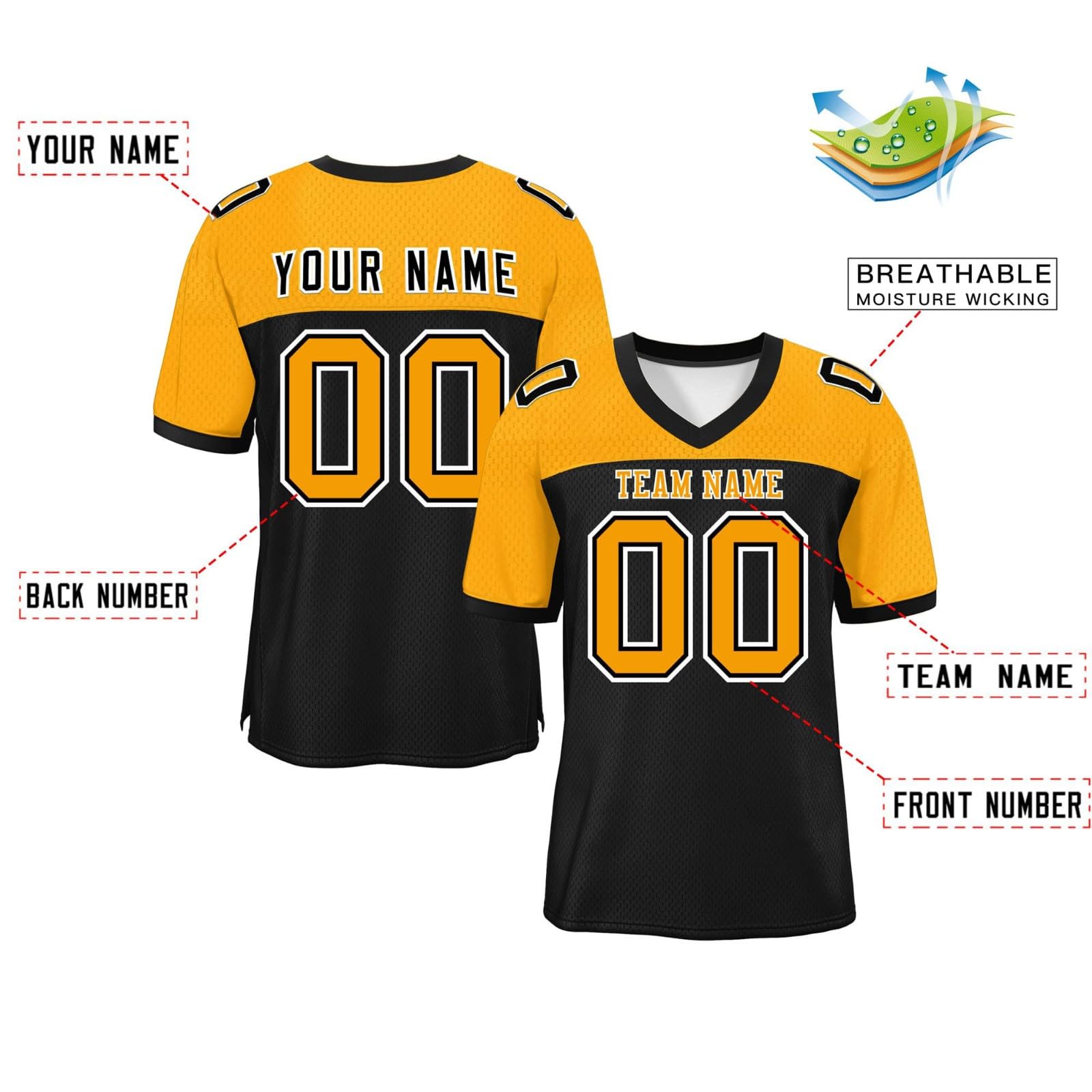 Magliette Personalizzate Maglie da Football Americano da Uomo, Donna, Bambino e Ragazzo Kit Personalizzati Nome e Numero Personalizzati Maglie da Rugby Traspiranti