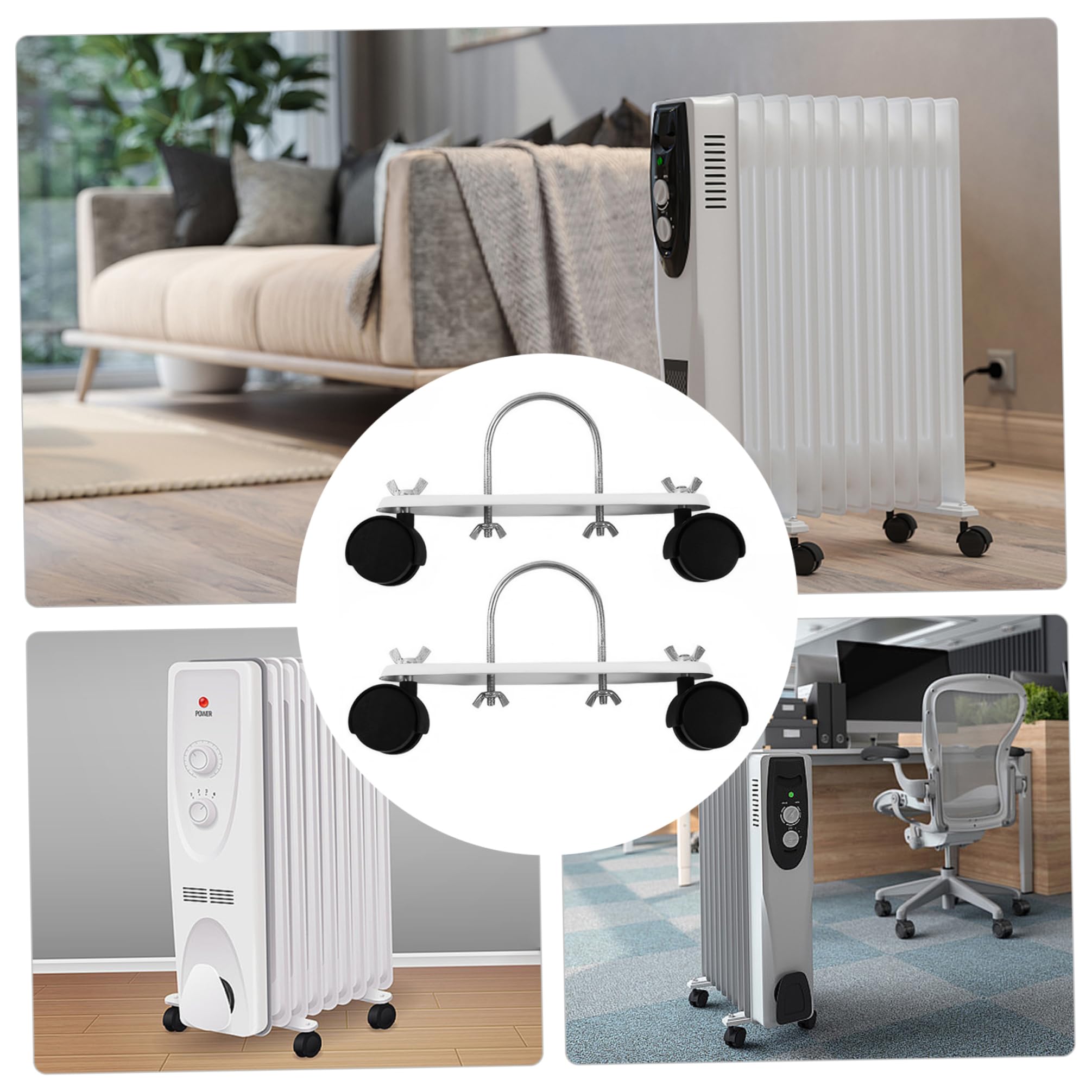 2 Roulettes Pour Radiateur à Huile – Crochet En U, Pivot 360°, Frein, Acier Carbone, Remplacement Facile - 9