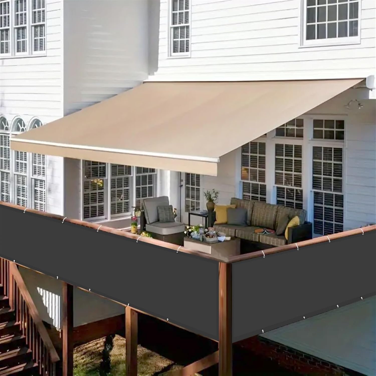 SK Studio Balcony Privacy Screen Fence Cover Waterproof UV Protection Weather Resistant Shade Cloth with Zip Ties for Outdoor Patio Garden Yard, Dark Grey, 2'x20'