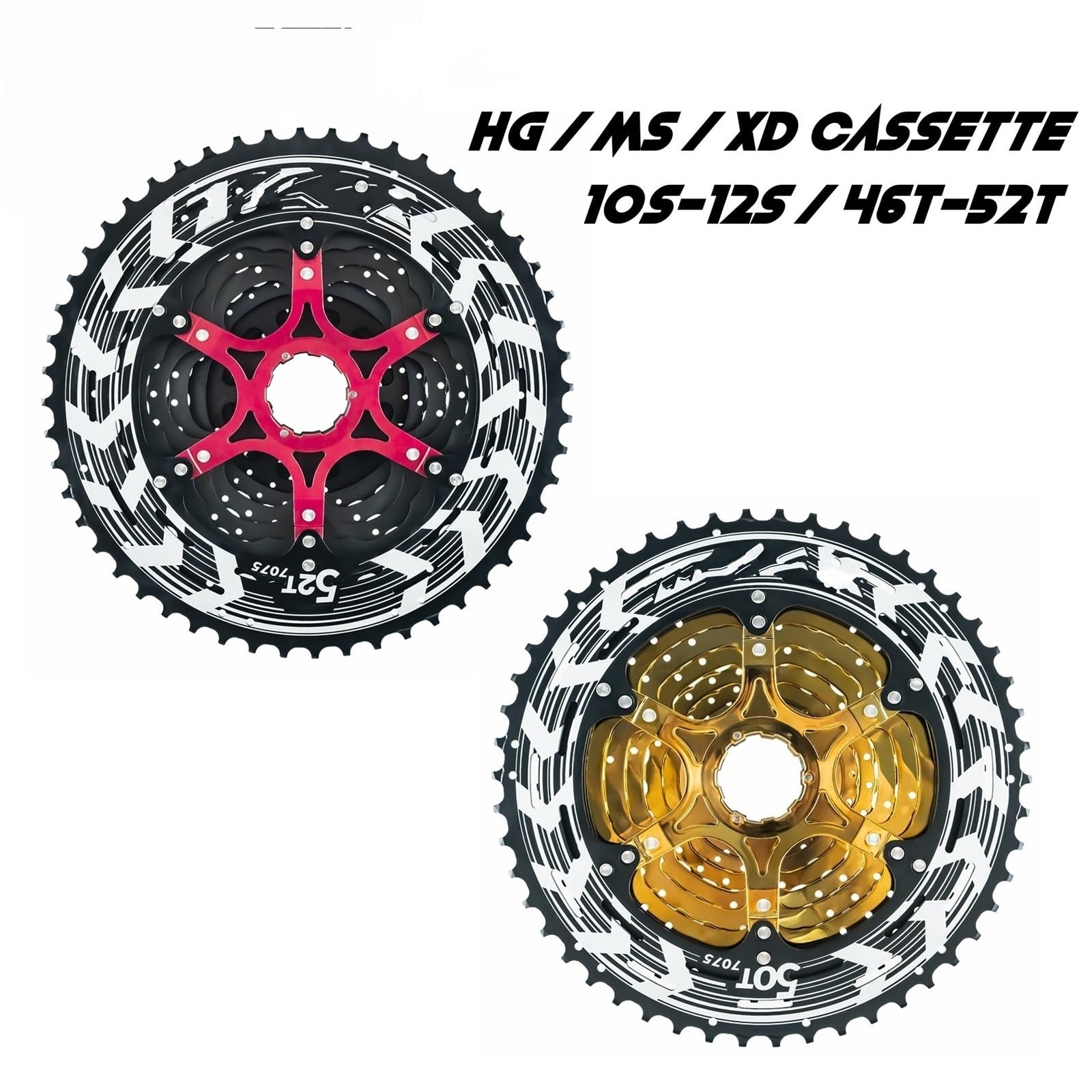 Cassettes y piñones Compatible con Cassette Ligero ZRACE Alpha de 10, 11 y 12 velocidades para Bicicleta montaña, buje Libre HG/MS/XD, 46/50/52 Dientes Cassette de Piñones