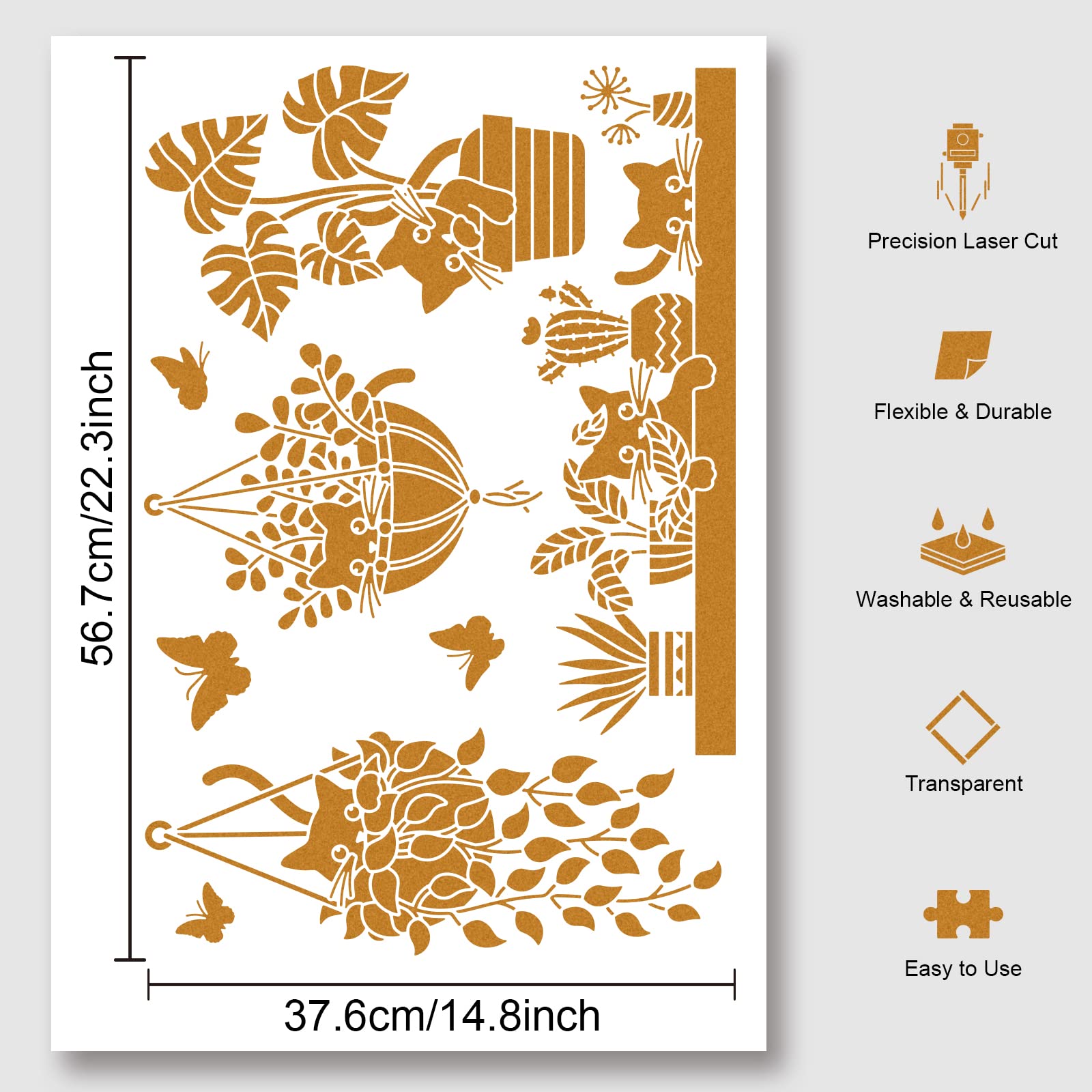 NBEADS Cat Potted Plant Stencil - Image 2