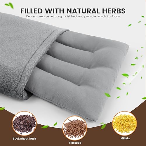 Miniatura 3 de Almohadilla térmica para microondas con funda lavable, 6.5 x 12 pulgadas, almohadillas térmicas para microondas para cuello, hombros y espalda,