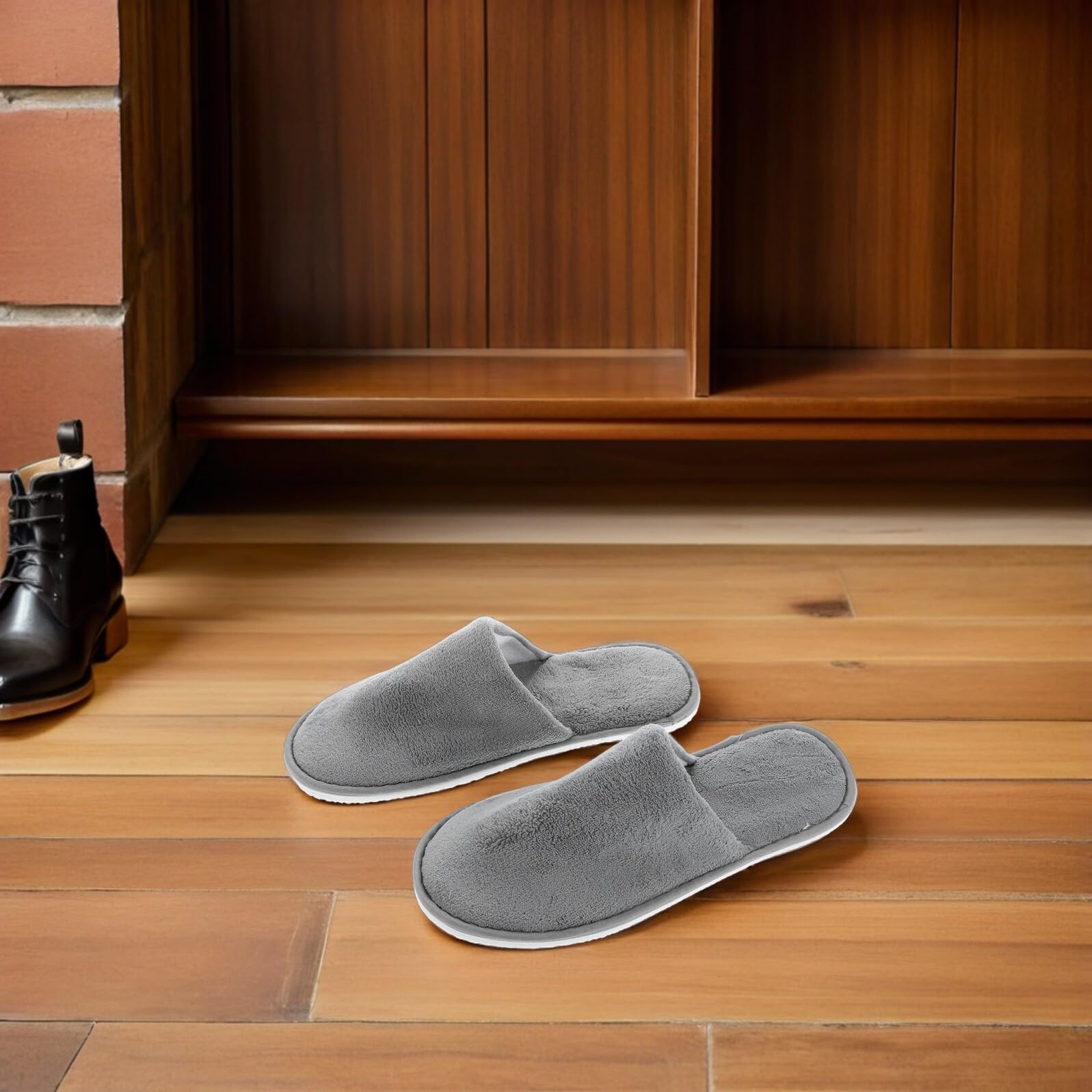 CALLARON 6pares Zapatillas de Hotel Unisex Zapatillas Lavables Máquina de Viaje Plegables para Hoteles Baños y Casas de Huéspedes Paquete Color Neutro