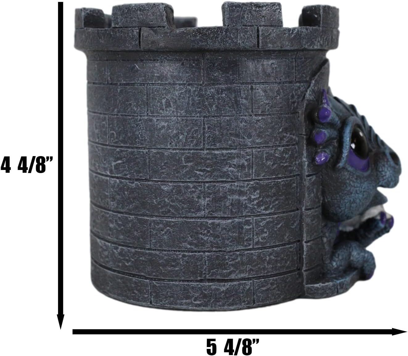 Ebros Gift Medieval Fantasy Whimsical Dragon Wyrmling Holding Skull In Castle Tower Stationery Holder Statue Gothic Dragon Themed Organizer Office Desktop Pen Pencil Make Up Brush Vanity Holder