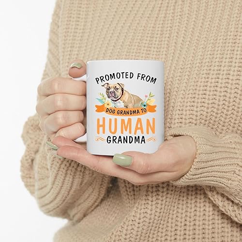 Miniatura 3 de Lovesout Promoted from Tan American Bully Dog Grandma to Human Grandma - Taza de café de cerámica blanca de 11 onzas