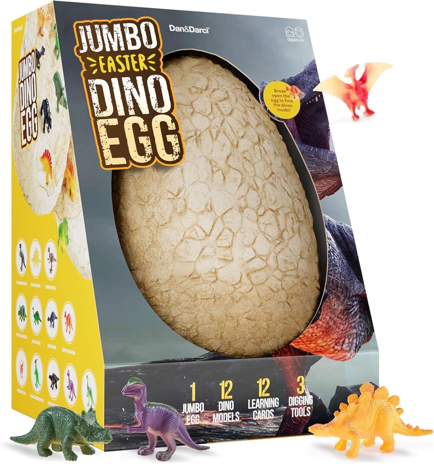 Dan&Darci Jumbo Egg with 12 Unique Surprise Dinosaurs for Boys and Girls