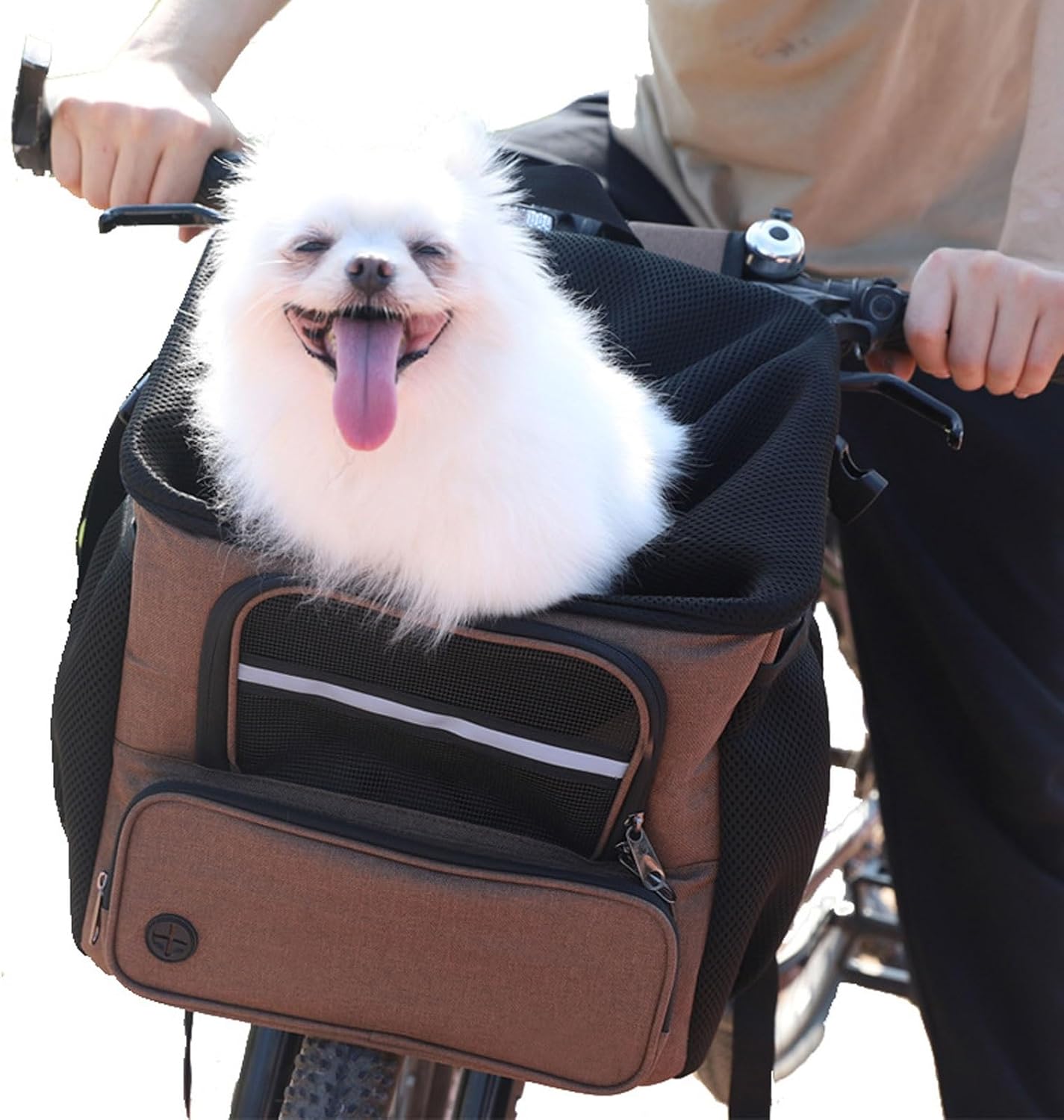 Dog Basket for Bike, Pet Handle Backpack Cat, Bicycle Basket, Ventilated, Soft Cushion Back Support for Travel, Cycling
