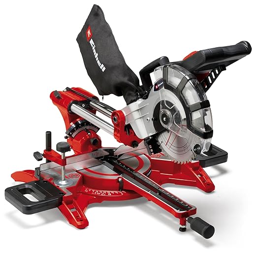 Einhell Radial miter saw TC-SM 2131/1 Dual (max. 1800 W, 4900 rpm, integrated slide system, workpiece stop, clamping device, with tungsten carbide and laser blade)