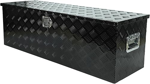 Miniatura 10 de confote Caja de herramientas chapada en aluminio resistente con rayas de aluminio, caja de herramientas para camioneta, caravana, remolque,