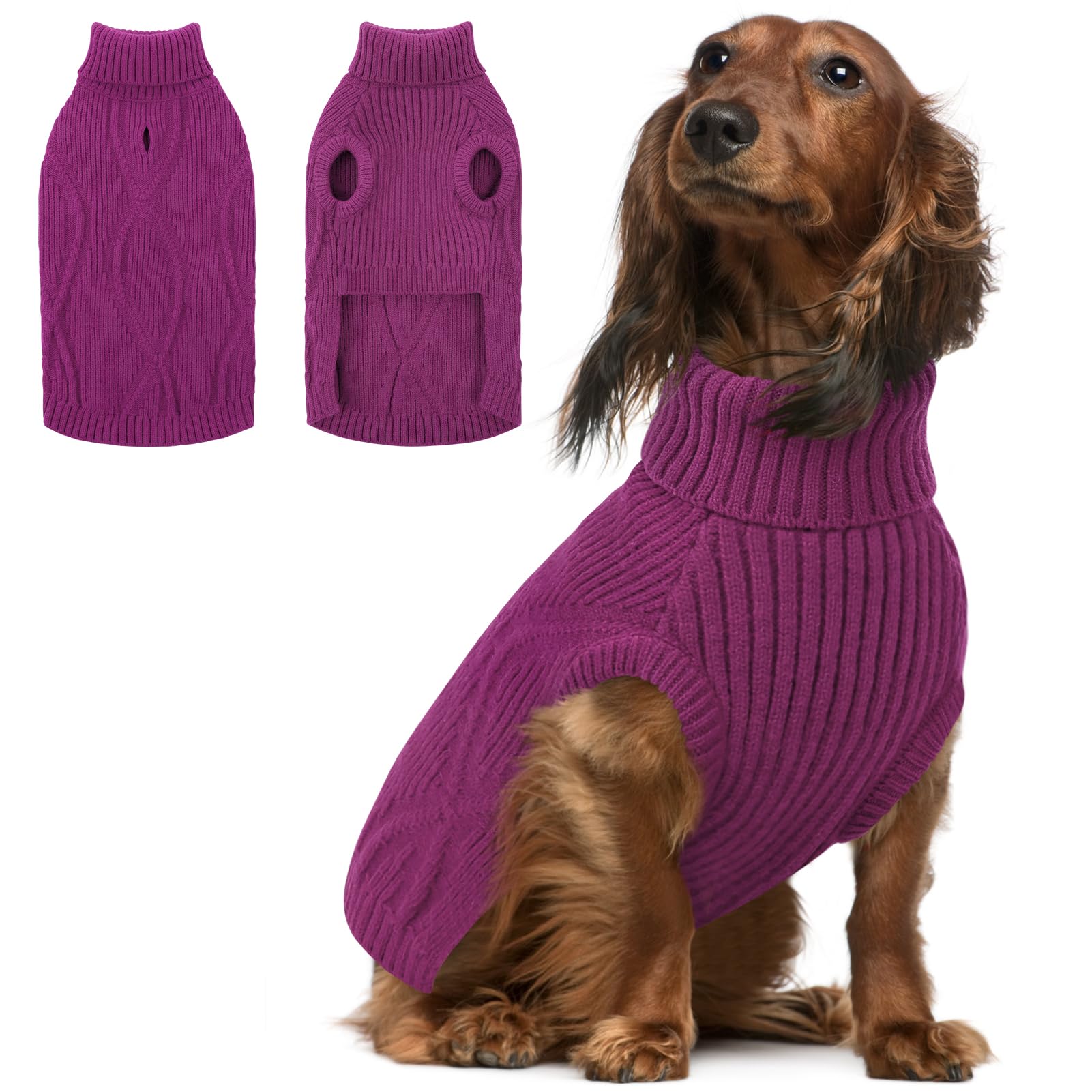Pull pour lévrier anti-frisson pour chien frileux avec ouverture pour laisse violet L