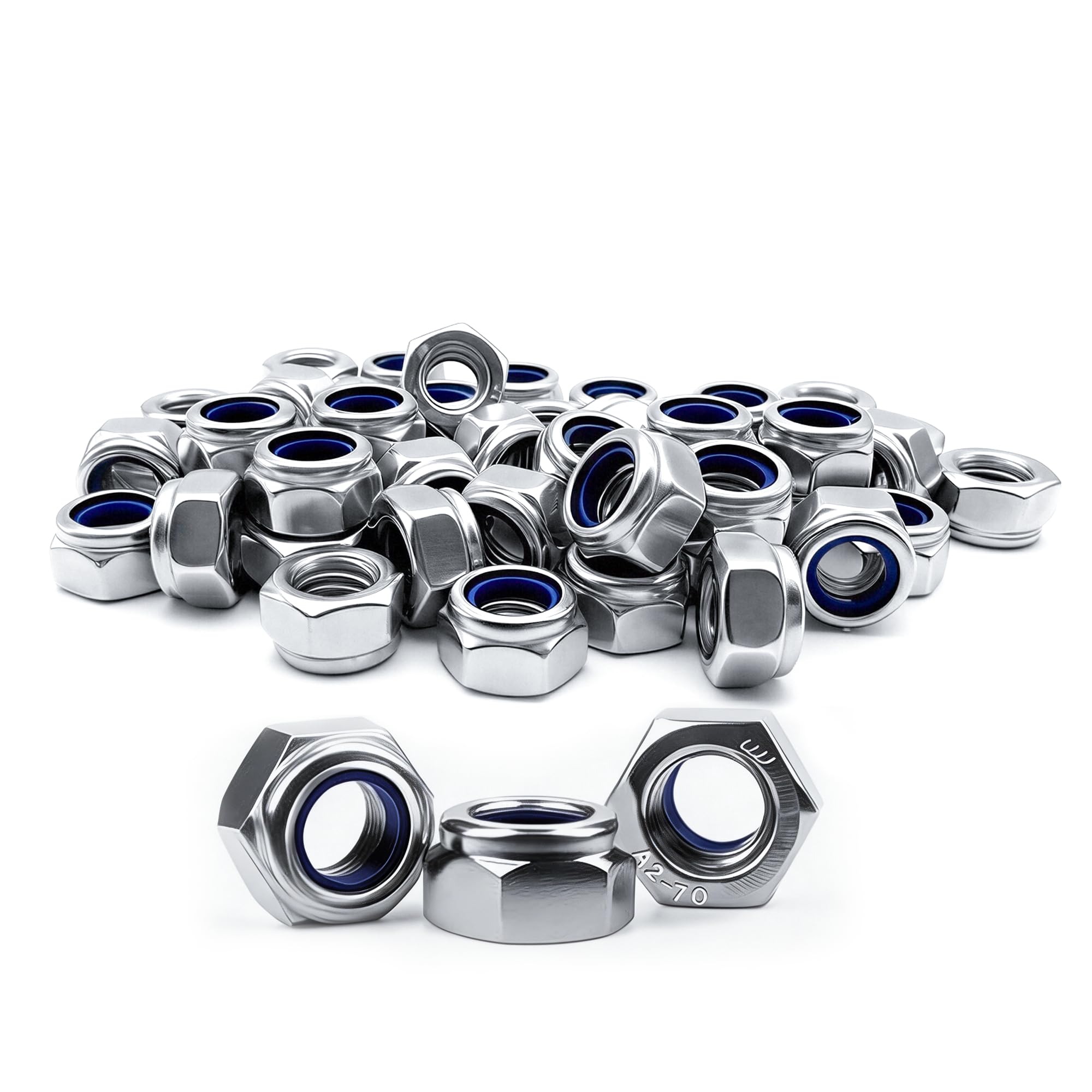 50 Pcs M6 Nylock Nuts DIN985 A2 V2A Stainless Steel Hex Self Locking Nut