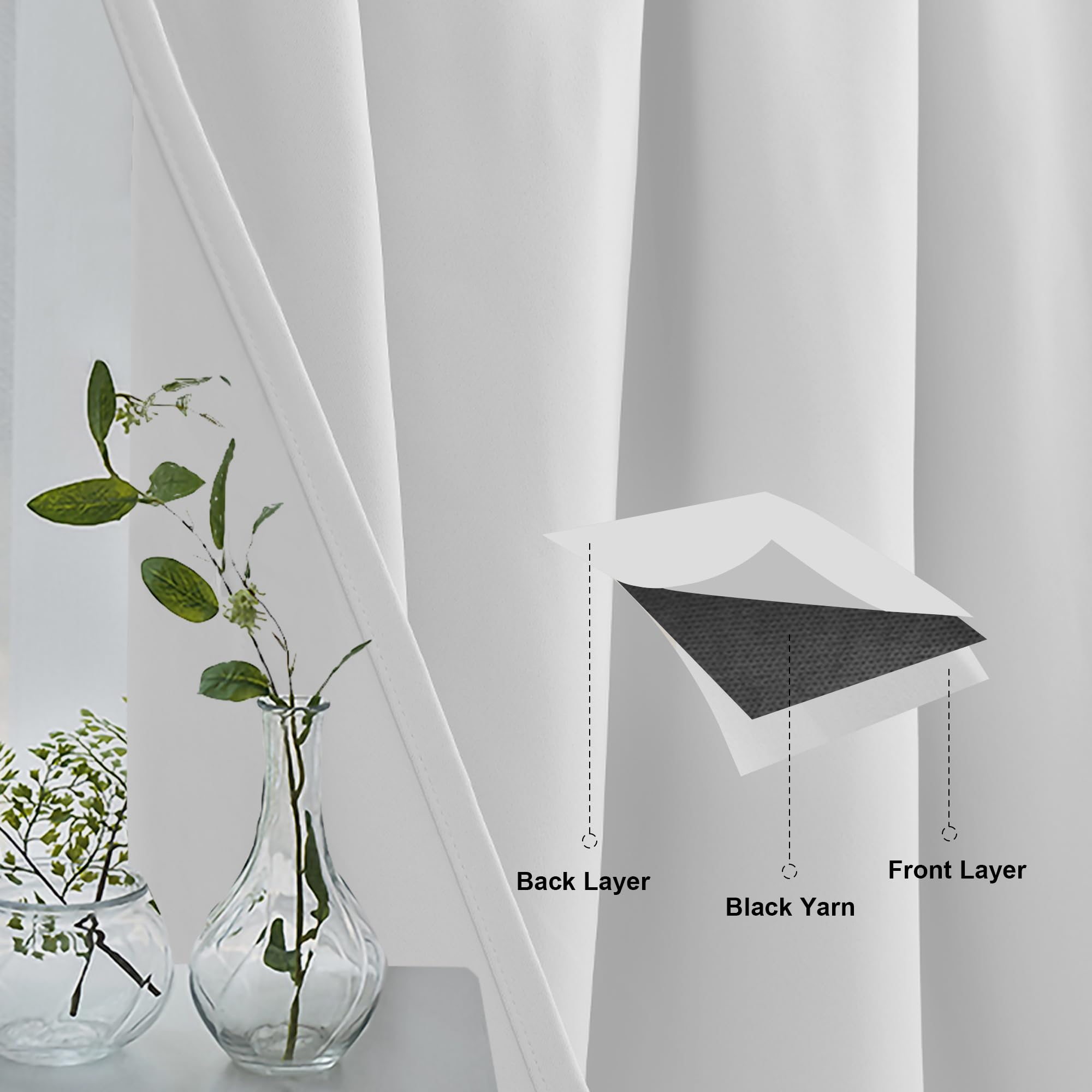 XWZO Cortinas opacas, cortinas de cocina, visillos cortos, para ventanas pequeñas, caravanas, 90 cm x 91 cm, gris y blanco por panel, juego de 2 unidades