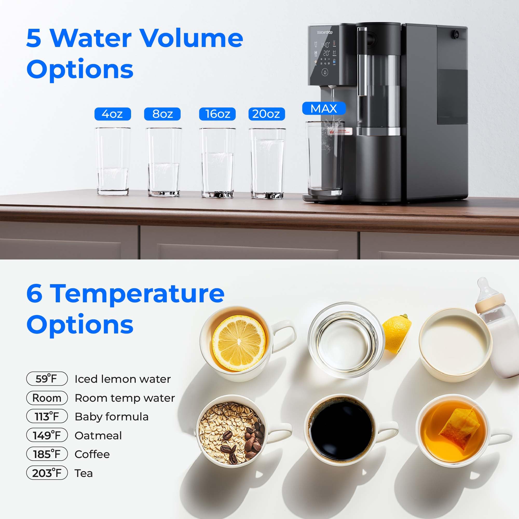 Waterdrop WD-A2 Countertop Reverse Osmosis System Hot and Cold RO System Portable Pure Water Tank Bottleless Water Cooler — view 9