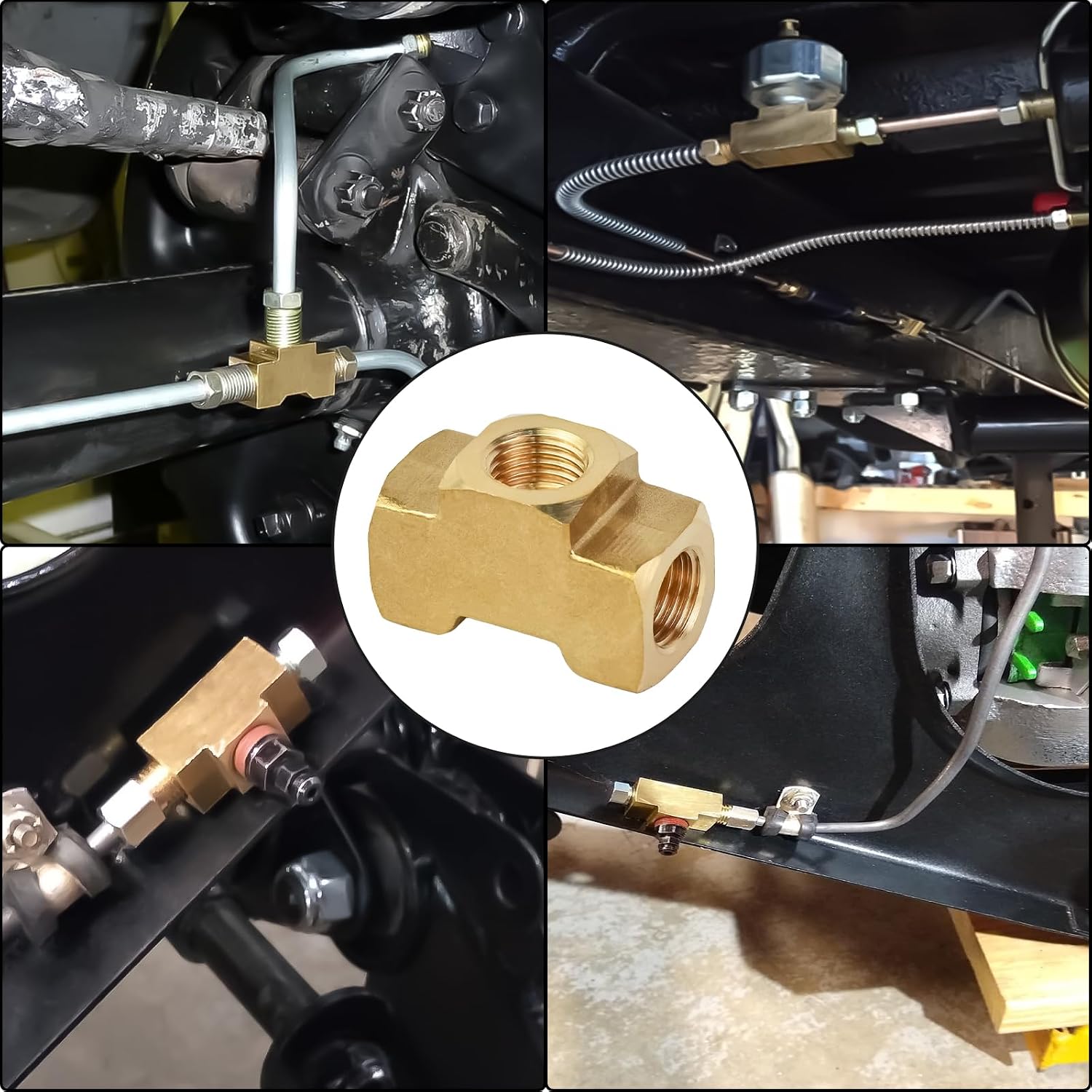 3-Way Female Brake Line Tee Union Fitting - Upgraded High Pressure 3/16 Brake Line Fitting, Brass Inverted Flare Tee Fitting for Fuel/AIR/Lquid/Gas (3/8-24 Thread, Inverted Flare)