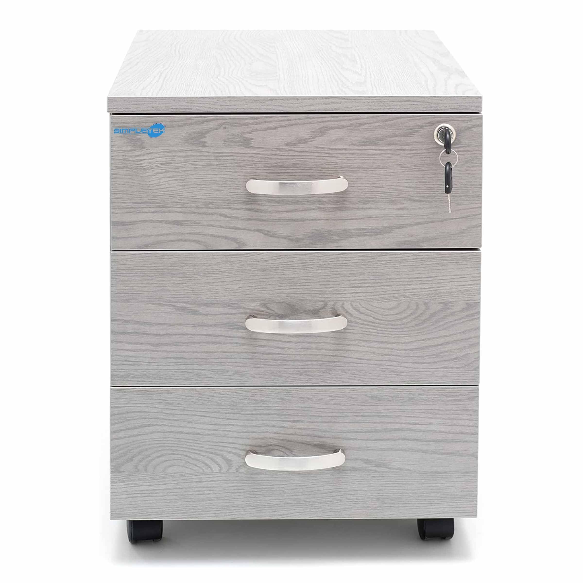 SIMPLETEK - Mueble cajonera de oficina con 3 cajones - Cerradura de seguridad | Ideal para oficina y hogar | Con ruedas
