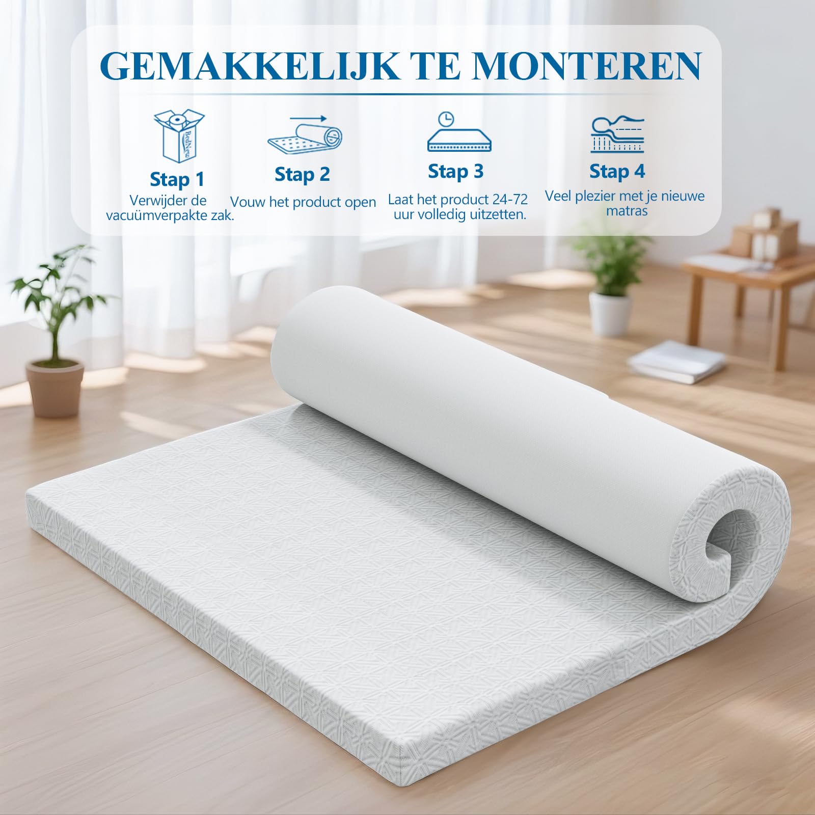 Topper 160x200cm, Gel Memory-Schaum Matratzentopper, 10cm Hoch, H2&H3, Weiß | Waschbar & Atmungsaktiv Bezug, 2-in-1 Härtegrad Matratzen Topper, Verstellbare Gurte, Rutschfeste Unterseite, 10cm Hoch