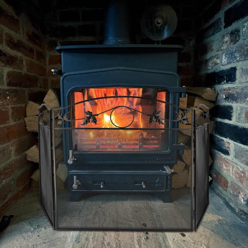 Grille de protection cheminée - Pare feu cheminée - Pliable 3 panneaux - Longueur 131cm - Hauteur 73cm - Acier - Décoratif