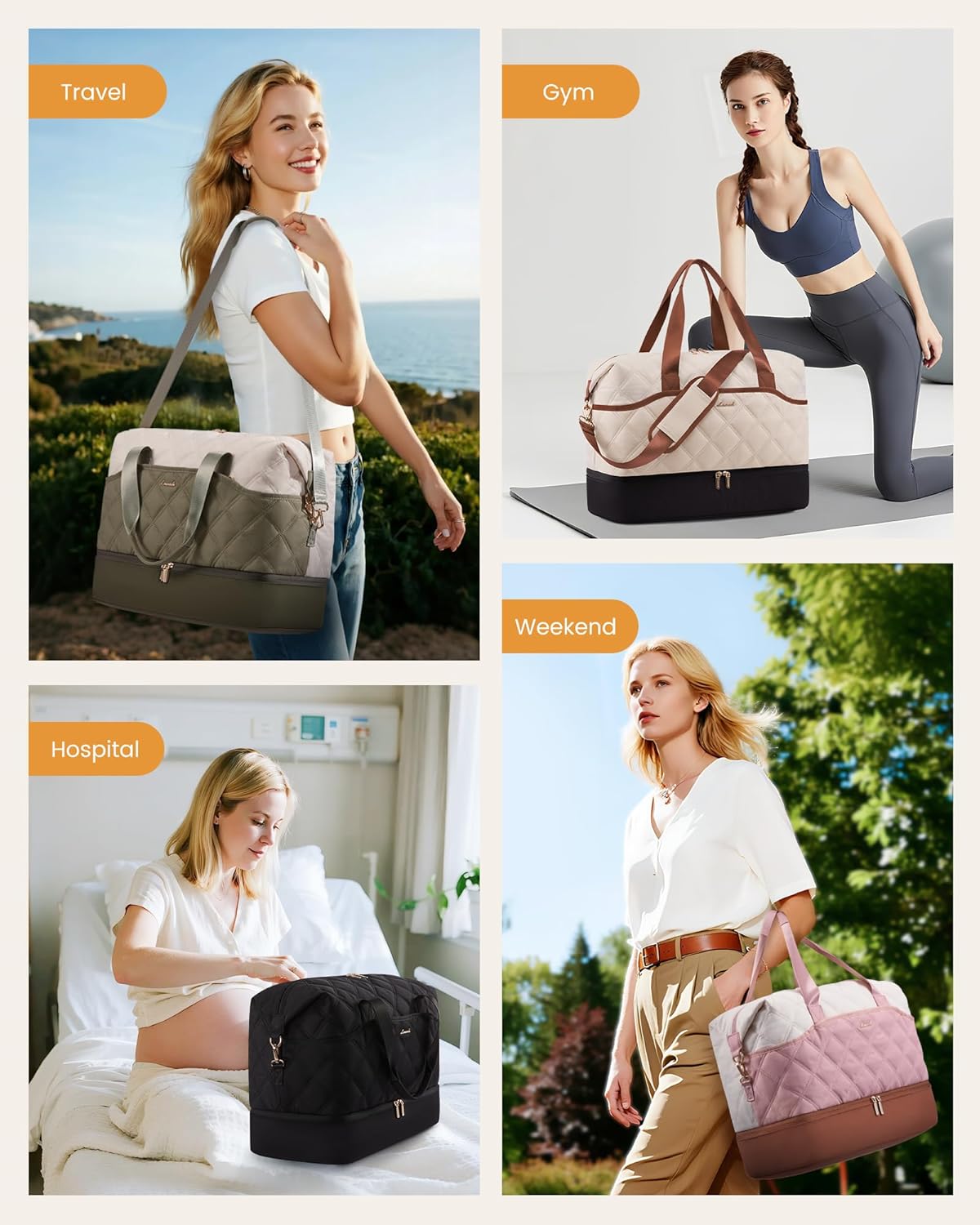 LOVEVOOK Weekender Bags for Women with Shoe Compartment, Lightweight Travel Duffle Bag with Wet Pocket, Hospital Overnight Bags for Women Labor Delivery, Personal Item Carry On Bag for Gym, Sport - Image 6