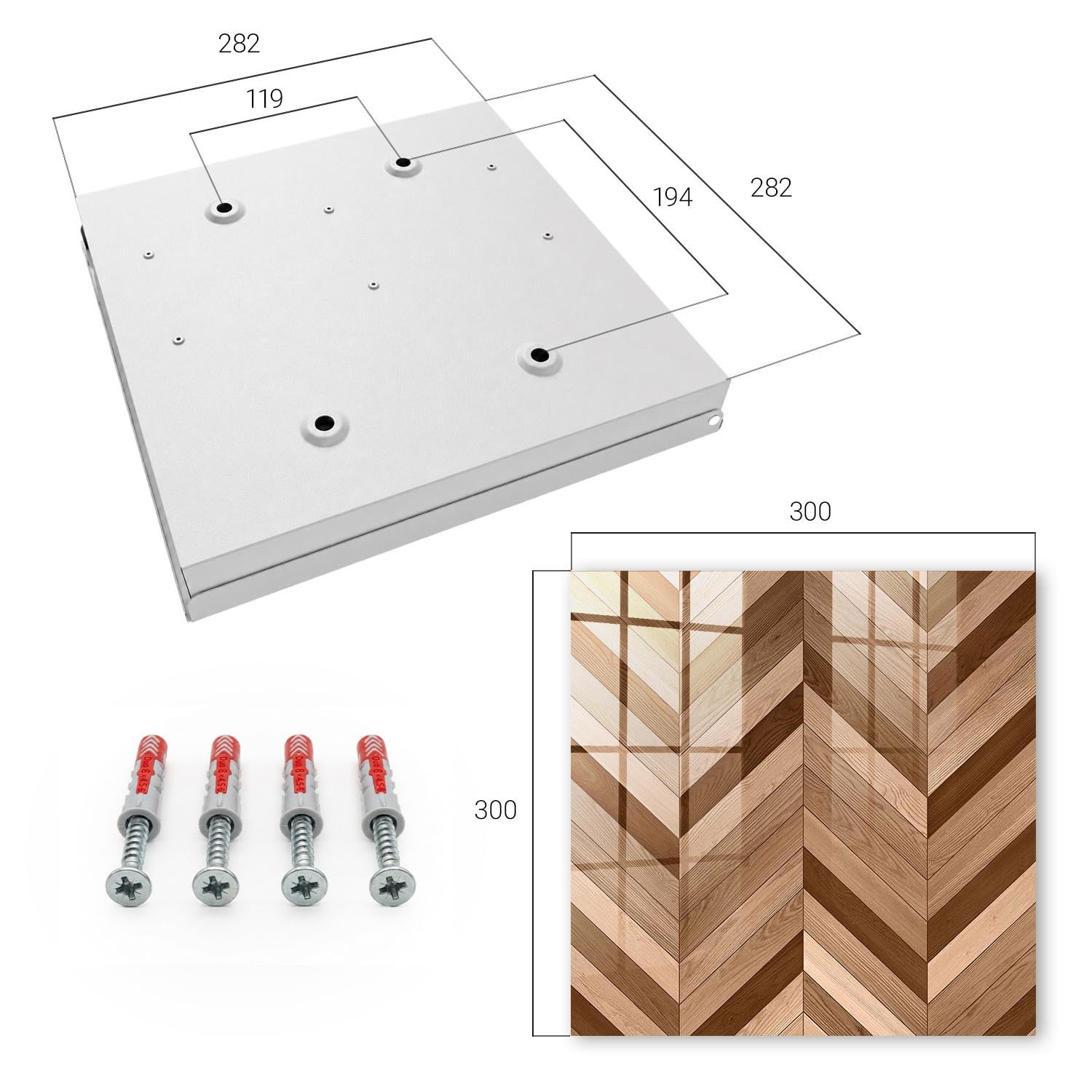 Armadietto portachiavi 30x30 cm Spina di pesce in legno Porta Destra Bianco | Appendiabiti | Bacheca | Vetrinetta | Nicchia | Casellario | Armadio | Gancio | Quadro | Mobiletto | Contenitore | Supporto