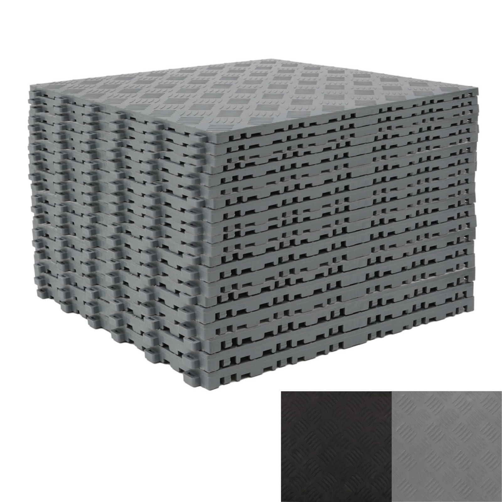 Lot de 20 dalles de sol garage en PVC - 40 x 40 cm - Dalles emboîtables - Carreaux antidérapants de 18 mm - Résistant - Gris