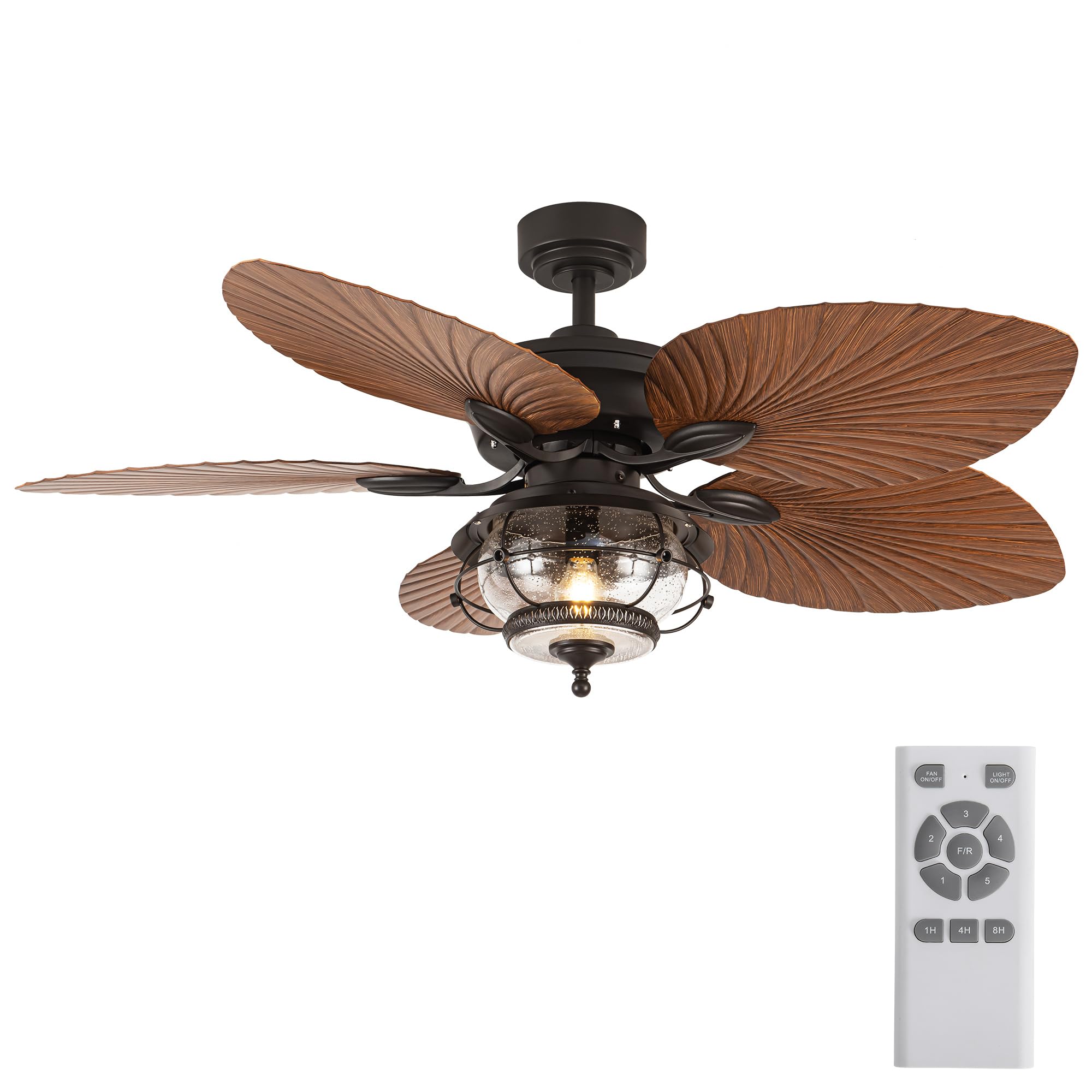 TIFEROR 52" Wet Rated Ceiling Fans with Lights and Remote, IP65 Waterproof Outdoor Indoor Ceiling Fans for Gazebo, Pergola, Canopy, Porch, Patio, with 3 Colors LED for Parlor, Bedroom, Kitchen