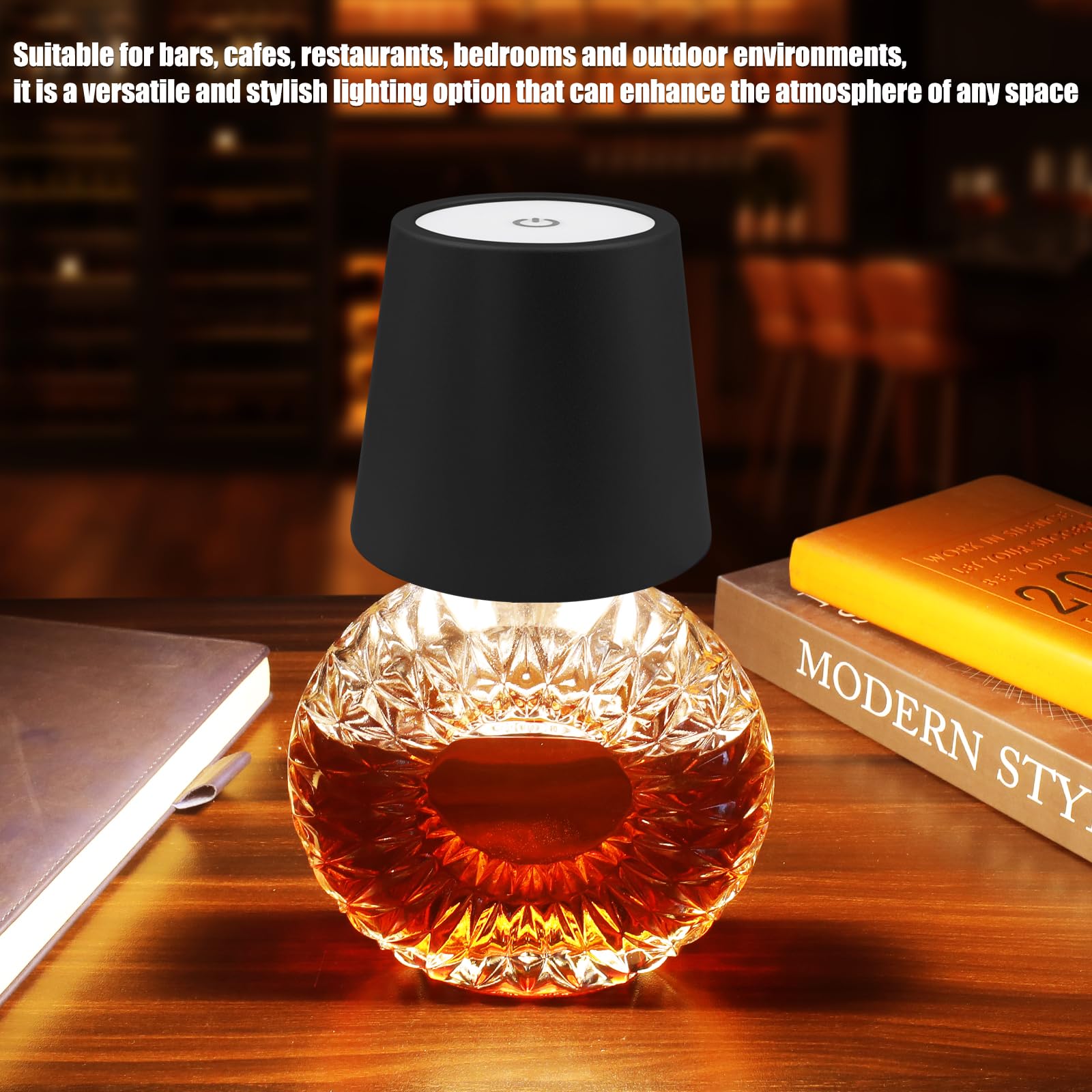 Kabellose Flaschenlampe mit Fernbedienung, wiederaufladbare RGB-Weinflasche mit 3 Modi, Lichtdimmung, wasserdichter Touch-Lampenkopf für Zimmer, Bar, Restaurant und Party-Dekorationen (schwarzes RGB)