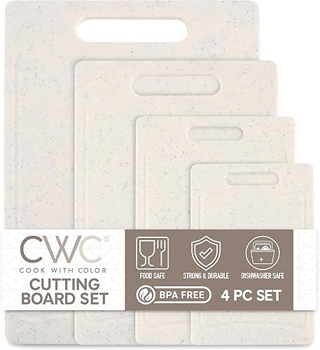 Vista 85 de COOK WITH COLOR Juego de tablas de cortar antideslizantes, esenciales de cocina con mango de fácil agarre para carne, verduras y frutas, 3 tablas