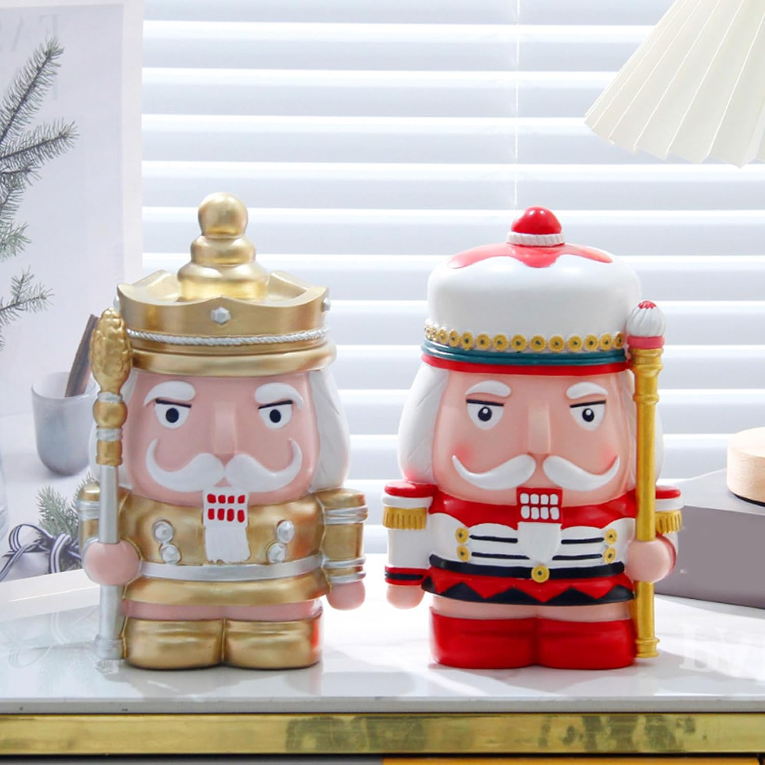 Christmas Nutcrackers Resin Figure Coin Banks Festives Holiday Decorative Money Saving Toy for Christmas Decoration Craft