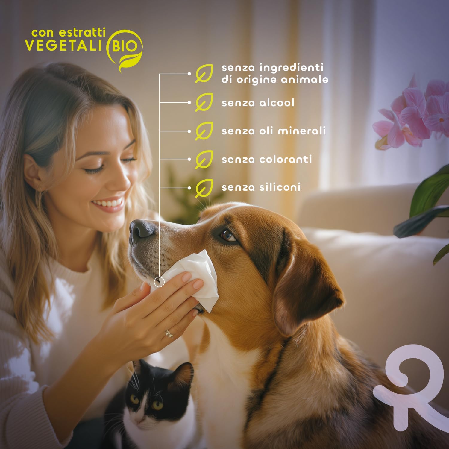 Record salviette igienizzanti umide per Cani e Gatti. Salviette Cane salviette Gatto. Confezione 40 Pezzi. Salviettine per Animali per Pelo Zampe Muso ed Occhi. Rispettano Cute e PH Aroma Clorexidina