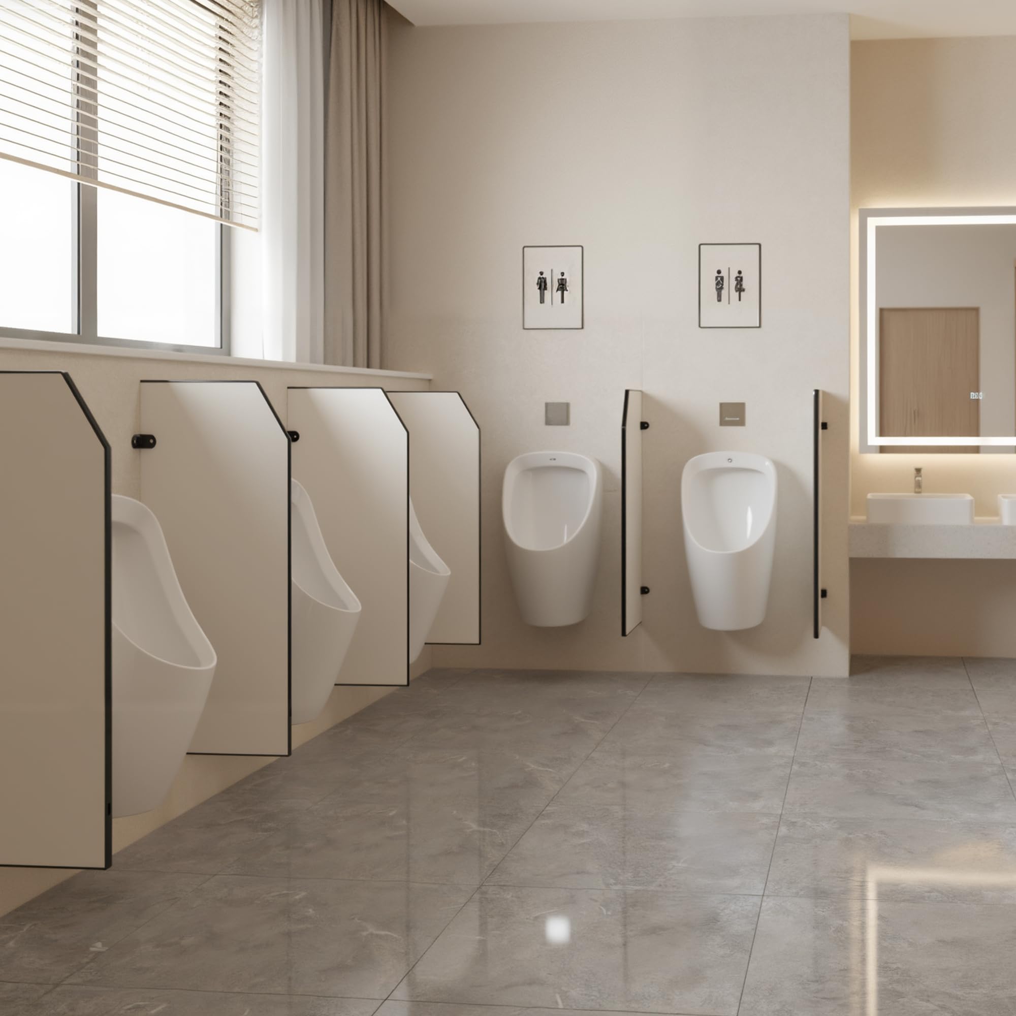 Séparateur D'urinoir Mural, Paroi de Séparation D'urinoir, Cloison Murale pour Urinoir pour Homme, 90 x 40 cm, Blanc Grisâtre, Adapté Aux Toilettes