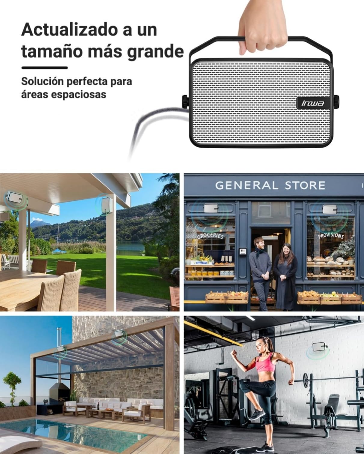Inwa Altavoz Bluetooth Exterior, Potente Sistema de Sonido, Impermeable IPX5, 400W, (2 Unidades, Nombre Bluetooth: Sync Speaker, Modelo: MZ621, RMS 40W)