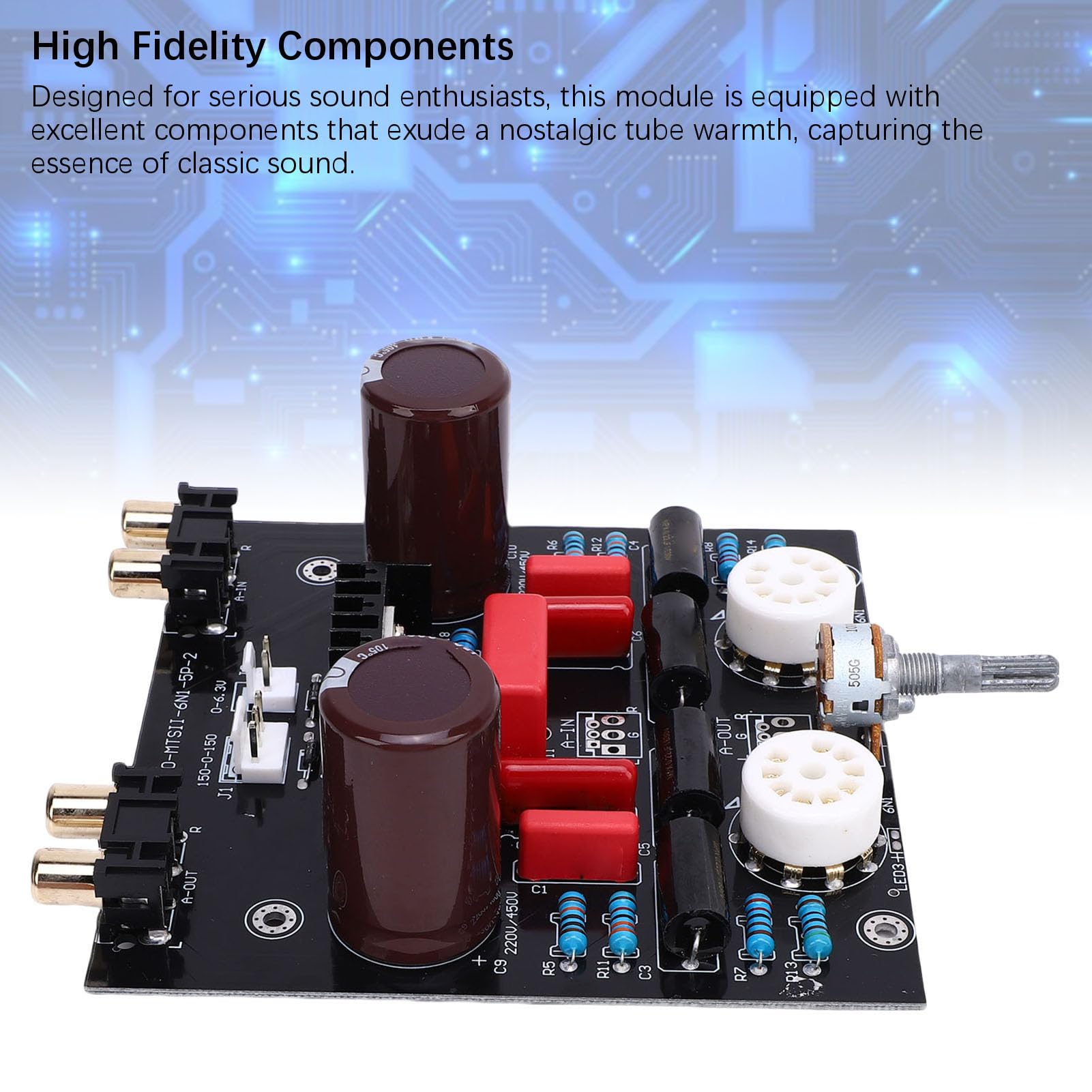 Cocoarm Modulo Preamplificatore Valvolare Elettronico Circuito Preamplificatore Valvolare PCB con Terminali Placcati Oro 12 X 12 Cm Design Modulare Senza Saldature per Appassionati di Audio