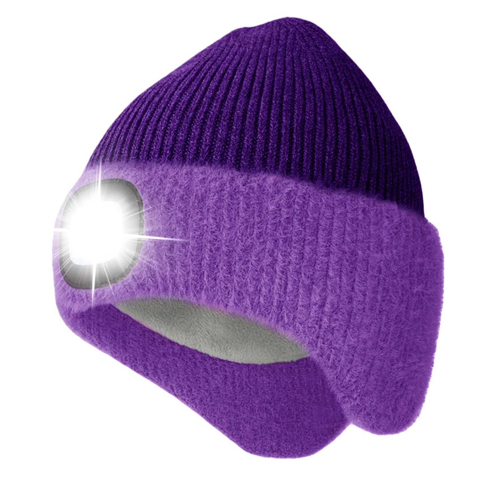 AWSOLAR Mütze mit Licht Kinder Junge und Erwachsener, Wiederaufladbare Strickmütze Kindermütze mit Licht