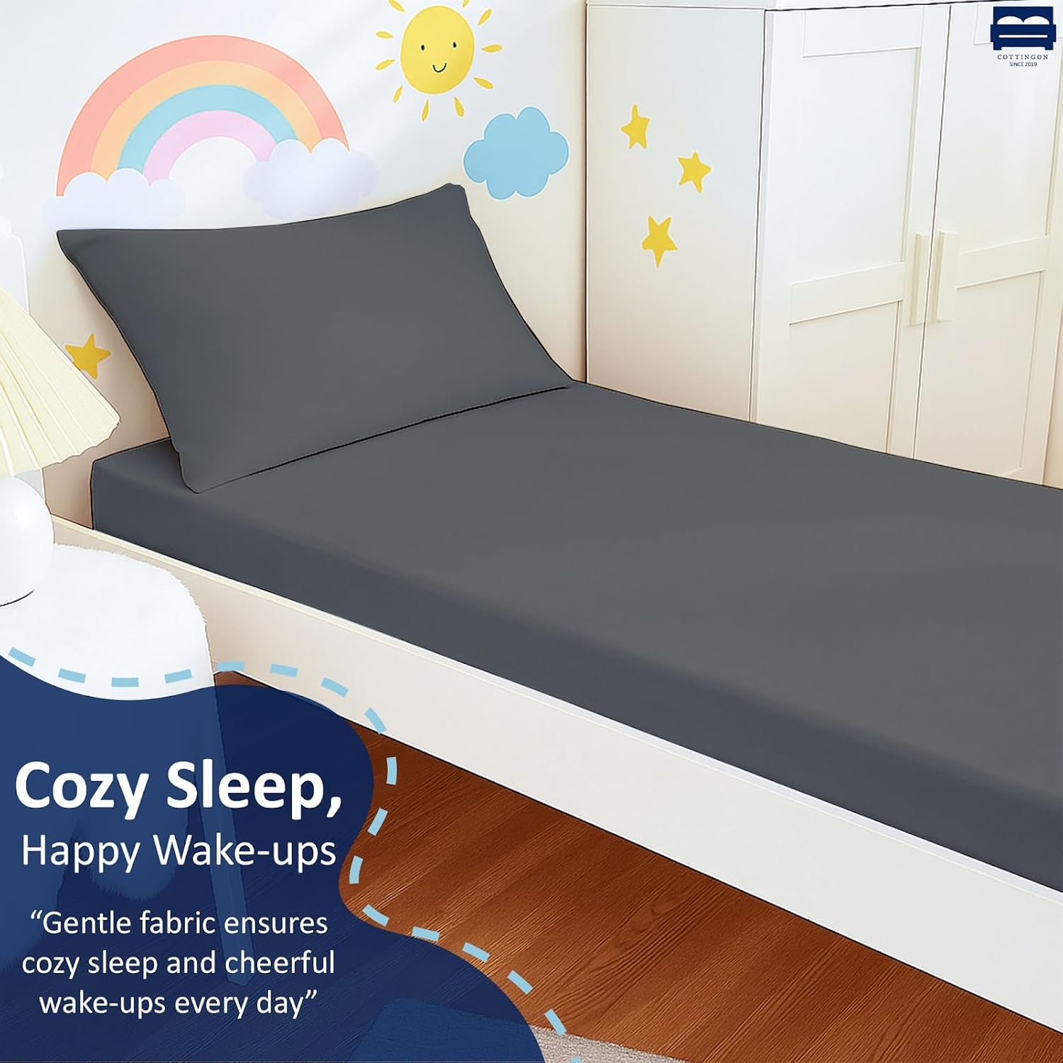 Toddler Sheet Set, Solid Crib Fitted Sheet Flat Sheet and Envelope Pillowcase, Baby Bedding Sheet & Pillowcase Sets-3 Piece Toddler Bedding Set-100%Microfiber(Dark Grey)(28 x 52 + 5-8 inches Deep)