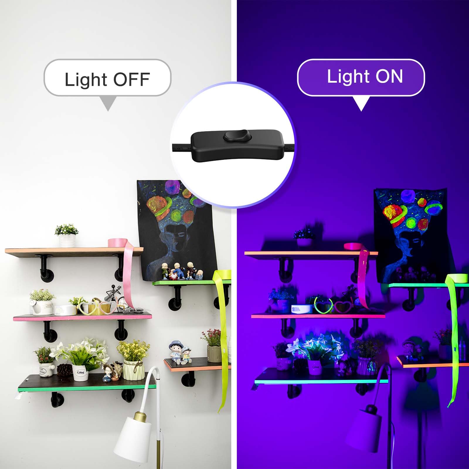 Atfoyer 40W LED Black Light Bar for Glow Party, Blacklight with Plug &Switch, Each Light Up 484 Sq.ft Area, Glow Light for Halloween,Fluorescent Body Paint, Stage Lighting
