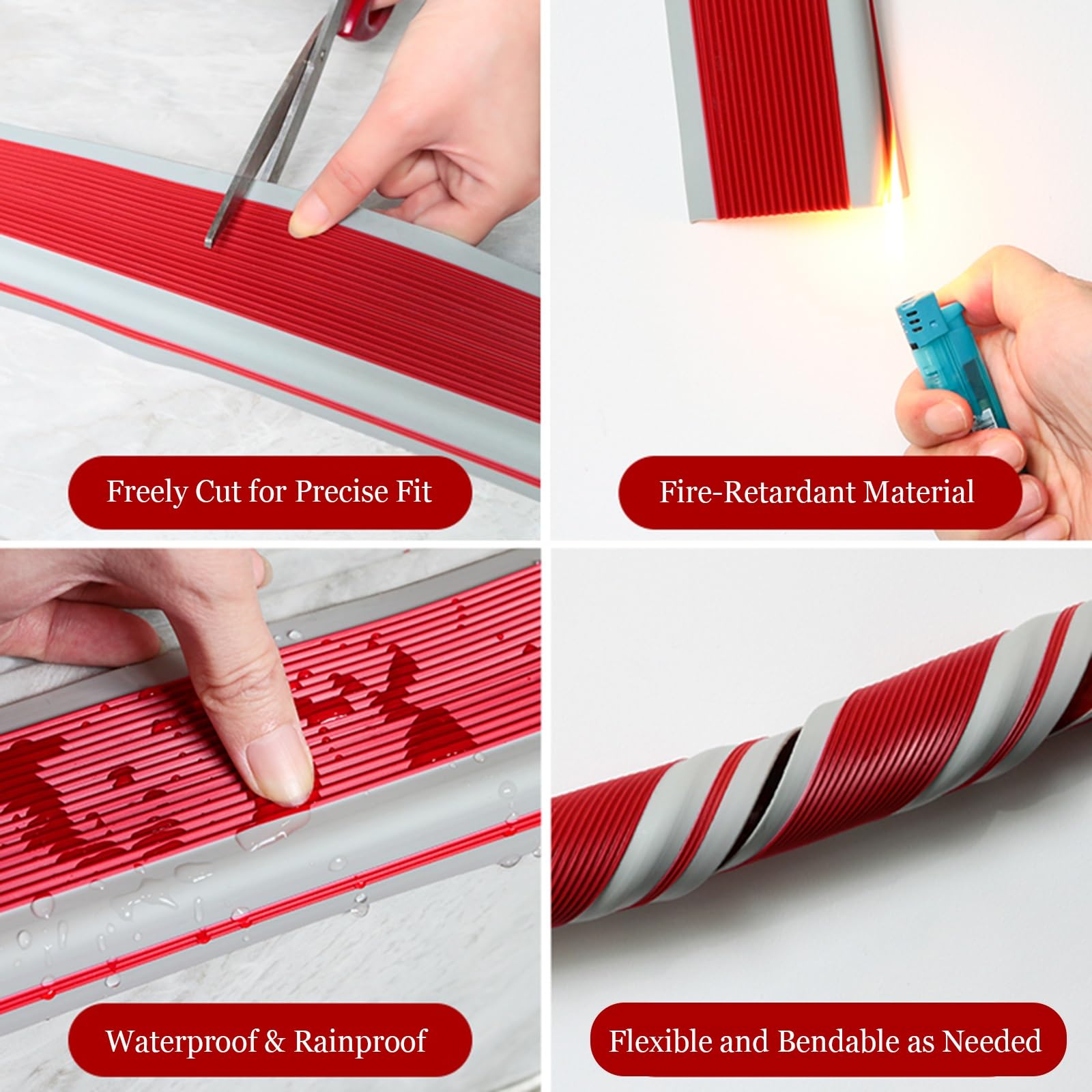 Tiras antideslizantes para peldaños de escalera, autoadhesivas, protectores de bordes de goma para peldaños interiores y exteriores, tiras de seguridad de vinilo para escaleras (rojo, 4,06 m160